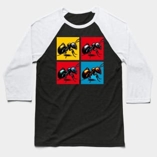 Pop Black Wood Ants Art - Cool Insect Baseball T-Shirt